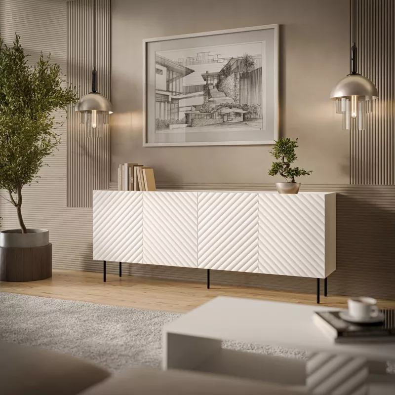 Cama Meble LUCCA 4D ladekast, 200x40x80 cm, wit