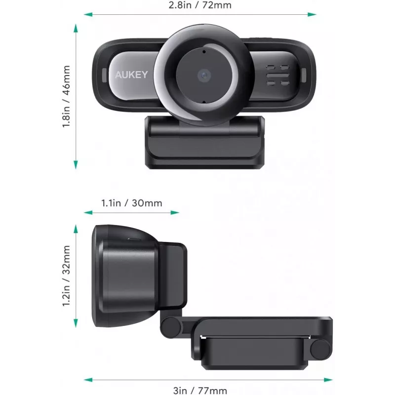 AUKEY PC-LM3 webcam 2 MP 1920 x 1080 Pixel USB 2.0 zwart
