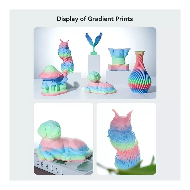 3D-printfilament Creality PLA 1,75 mm, 1 kg – blauw/groen/roze (Creality 3301010424)