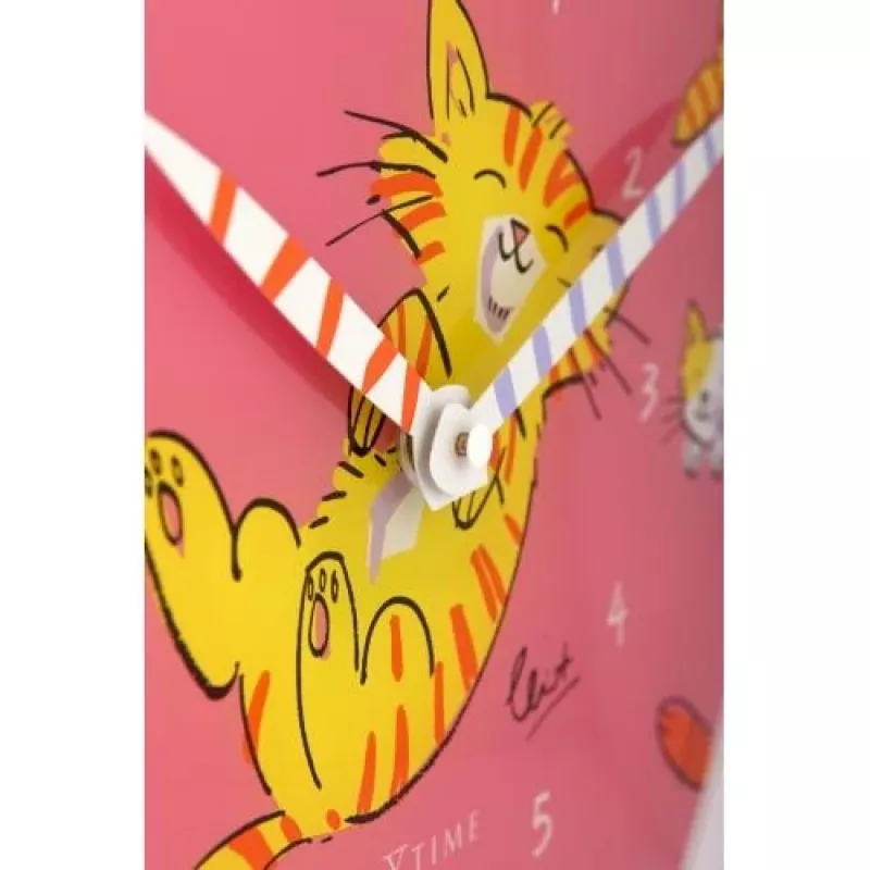 NeXtime klok 8810 Tickle My Tummy, Ø30 cm, wand, roze/meerkleurig