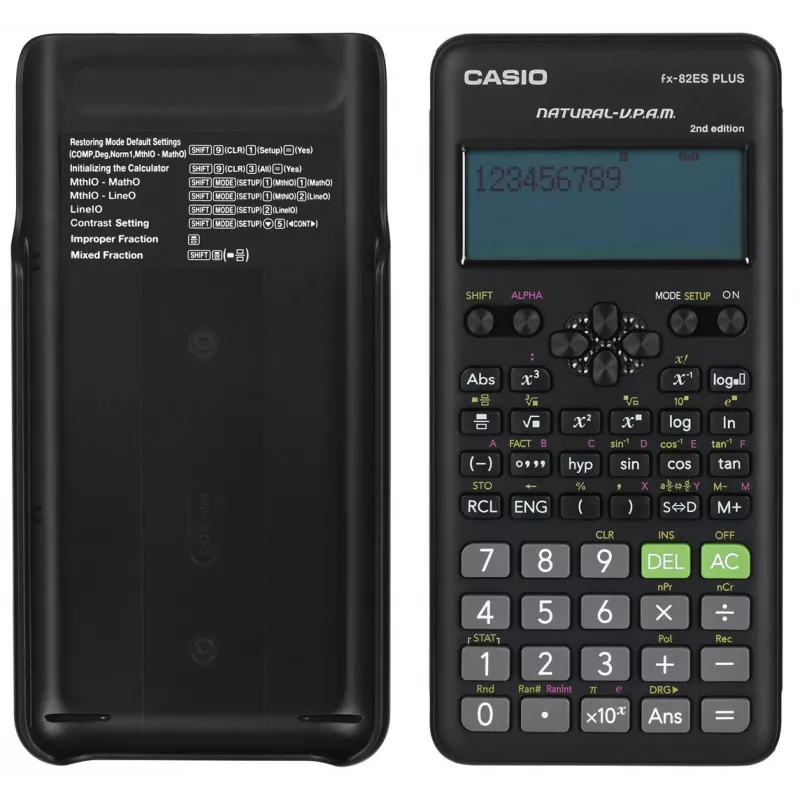 Casio FX-82ES PLUS-2 wetenschappelijke zakrekenmachine, 252 functies, 77 x 162 mm, zwart