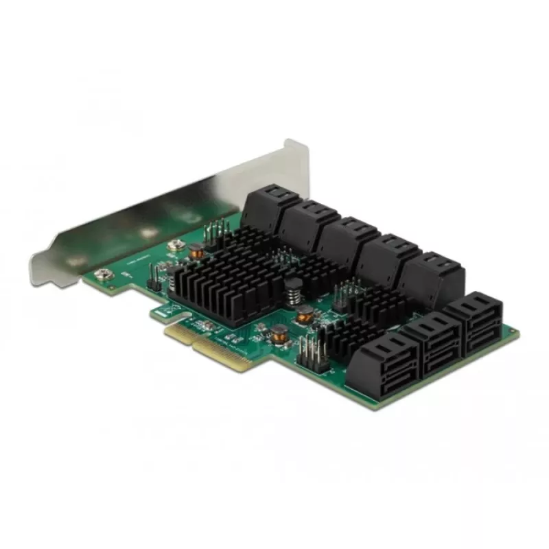DeLOCK 16-poorts SATA PCI Express x4-kaart 6 Gbit/s groen grijs