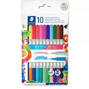 Tweepunts tweekleurige marker Staedtler 10 stuks model 200-14627 — 10 markers, tweepunts, twee kleuren