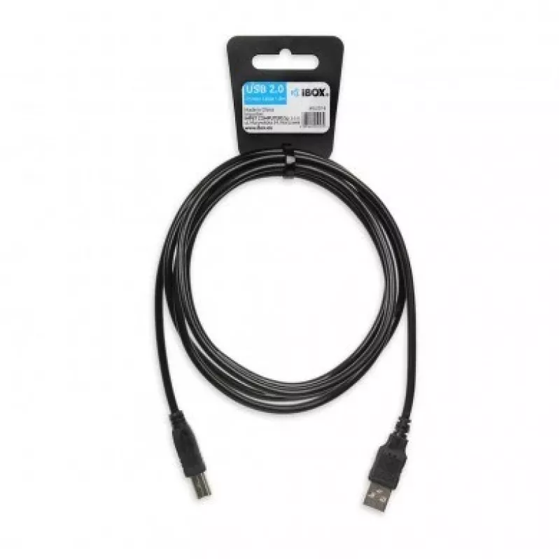 USB-kabel IBOX IKU2D 1,8 m – USB A naar USB B, USB 2.0, zwart