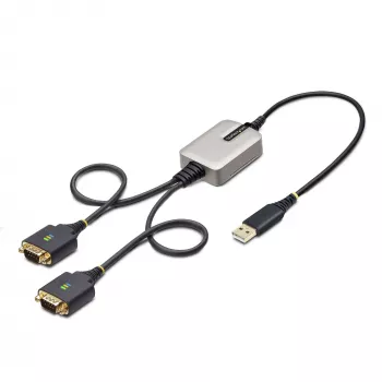 StarTech.com 2ft (60cm) 2-poorts USB naar serieel adapterkabel, verwisselbare DB9 schroeven/moeren, COM-behoud, USB-A naar DB9 RS232, FTDI, Level-4 ESD-bescherming, Windows/macOS/ChromeOS/Linux – robuuste TPE-constructie