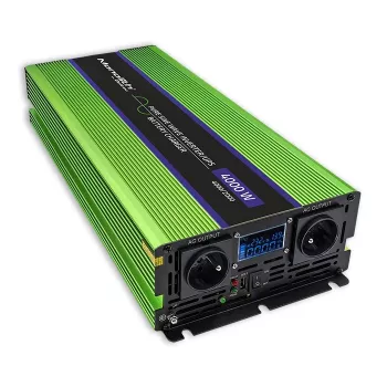 Qoltec Monolith spanningsomvormer | batterijlading | UPS | 2000W | 4000W | 12V naar 230V | zuivere sinusgolf | LCD zwart-groen
