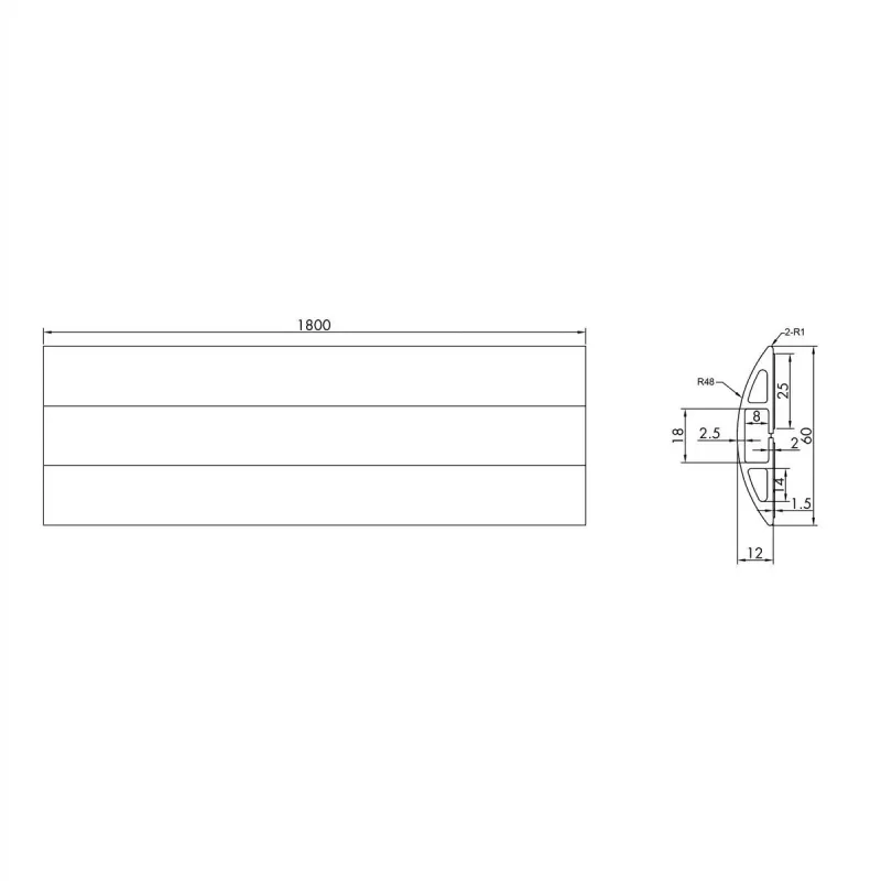 ROLINE kabelgoot TPE Flex, 60 mm, zwart, 1,8 m (19.08.3105)