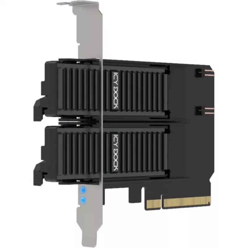 PCIe-adapterkaart icybox MB312M4P-B — 2× M.2 NVMe naar PCIe 4.0 x8 (bifurcatie)
