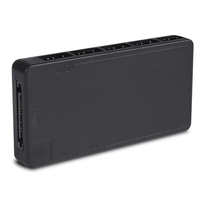 Alphacool Core 25669 11x 3-pins DRGB-splitter met SATA-voedingsconnector, zwart