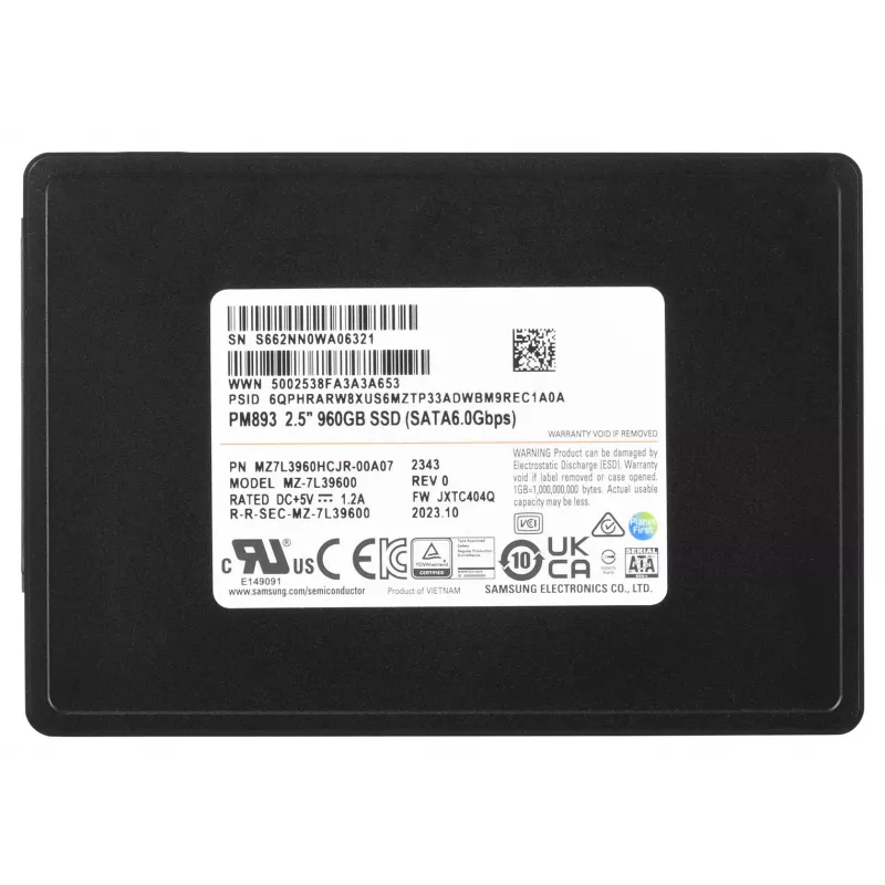 Samsung MZ7L3960HCJR-00A07 interne solid-state-drive 960 GB 2,5 inch Serial ATA III TLC