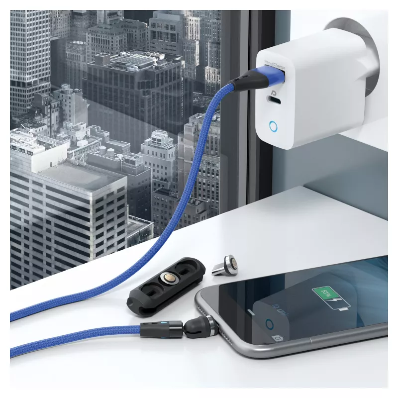 USB-kabel RealPower MagneticCharge3 1 m USB-A blauw snel opladen gegevensoverdracht