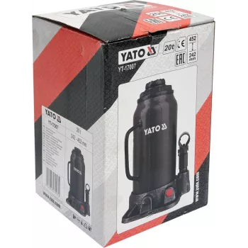Mechanische krik YATO YT-17007, 20.000 kg capaciteit, hefhoogte 24,2–45,2 cm, zuiger 150 mm, kop Ø45 mm, gewicht 10,5 kg