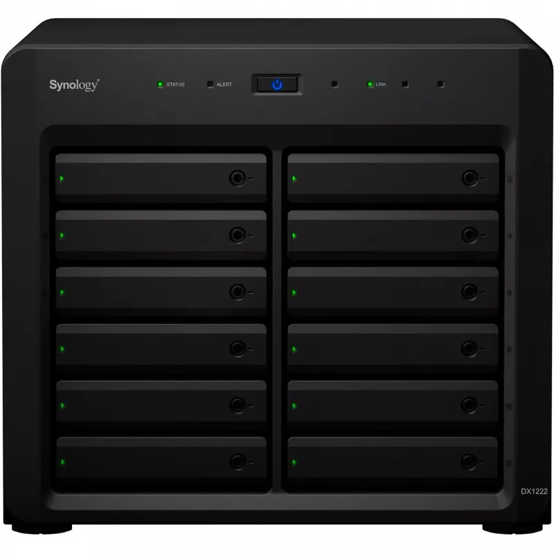 HDD/SSD-behuizing Synology DX1222 12 drives 192 TB zwart