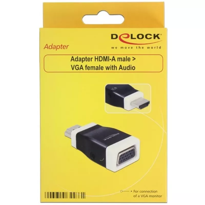 Kabeladapter DeLOCK 65586 HDMI-A naar VGA zwart wit