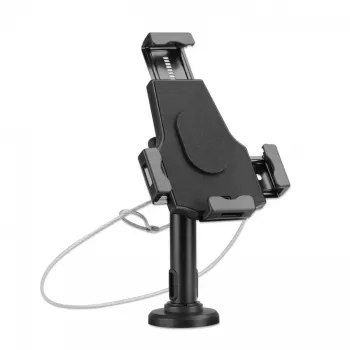 Manhattan iPad- & tablet-tafelstandaard, afsluitbaar, wandmontage, veilige diefstalbeveiliging, 7,9 inch tot 10,5 inch tablets, 360° rotatie, +/- 70° kanteling, 330° zwenkbereik, zwart, levenslange garantie