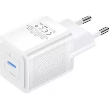 Vention mobiele oplader FEPW0-EU – 20W USB-C AC-oplader voor binnen voor smartphone, tablet, smartwatch, hoofdtelefoon, wit