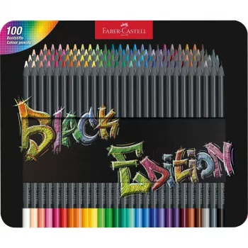 Faber-Castell Black Edition kleurpotloden, 100 stuks in metalen blik (116490)