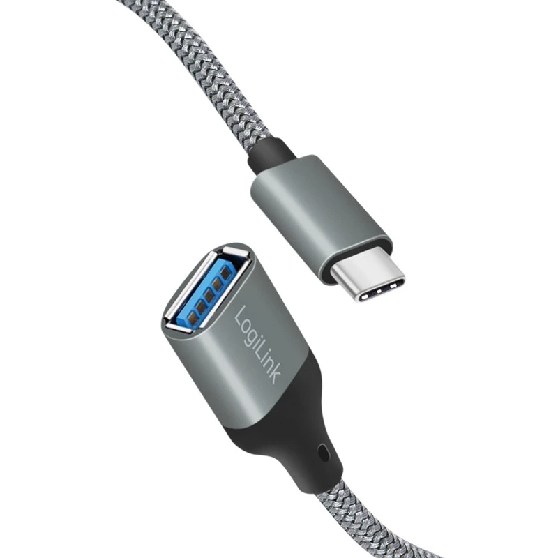 LogiLink USB 3.2 Gen1 Type-C-adapter C/M naar USB-A/F OTG aluminium 0,15 m