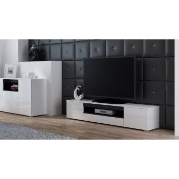 Cama TV-standaard VIVA 180 wit/wit glanzend + zwart