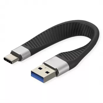 ROLINE USB 3.2 Gen 2 siliconenkabel C-A ST/ST 10Gbit/s Emark zwart 11 cm 11 - kabel - digitaal/data