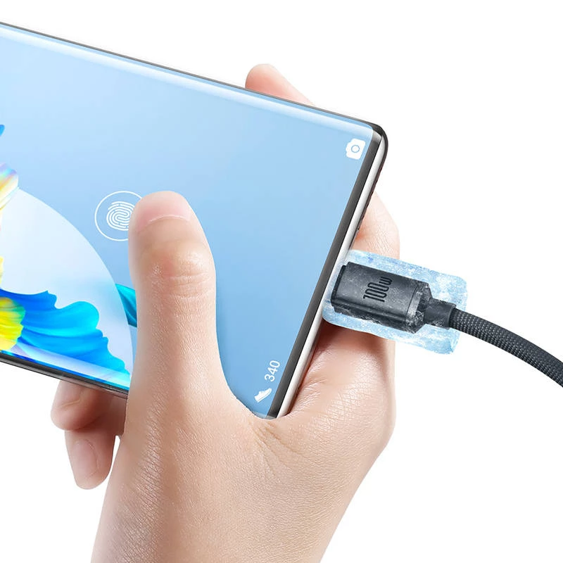 Baseus Crystal Shine kabel USB naar USB-C, 100W, 2m (zwart)