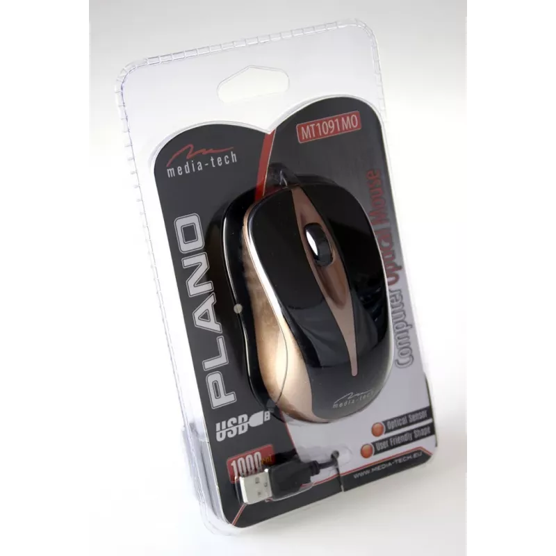 PLANO - optische muis 800 Cpi, 3 buttons + scrollwiel, USB-interface (MT1091MO)