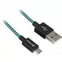 USB 2.0-kabel, USB-A stekker > micro-USB stekker (zwart/lichtblauw, 3 meter, omhuld)