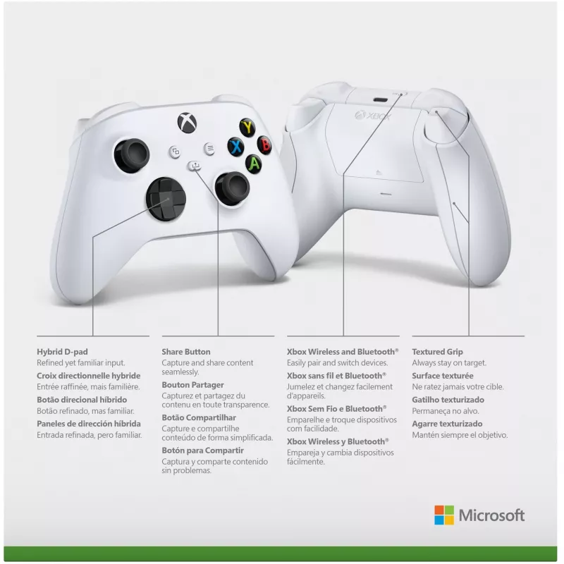 Microsoft Xbox Wireless Controller - Gamepad - Draadloos - Bluetooth - Robot White - voor pc, Microsoft Xbox One, Android, Microsoft Xbox Series S, Microsoft Xbox Series X