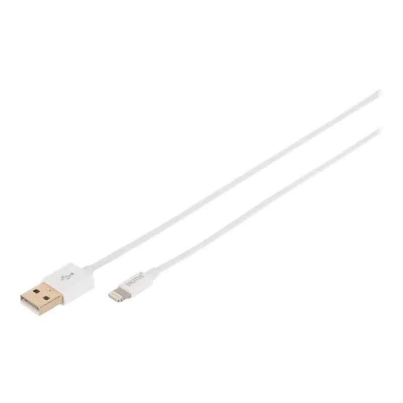 DIGITUS - Lightning-kabel - Lightning (M) naar USB (M) - 1,0 m - dubbele isolatie - wit - gegoten - voor Apple iPad/iPhone/iPod (Lightning) (DB-600106-010-W)