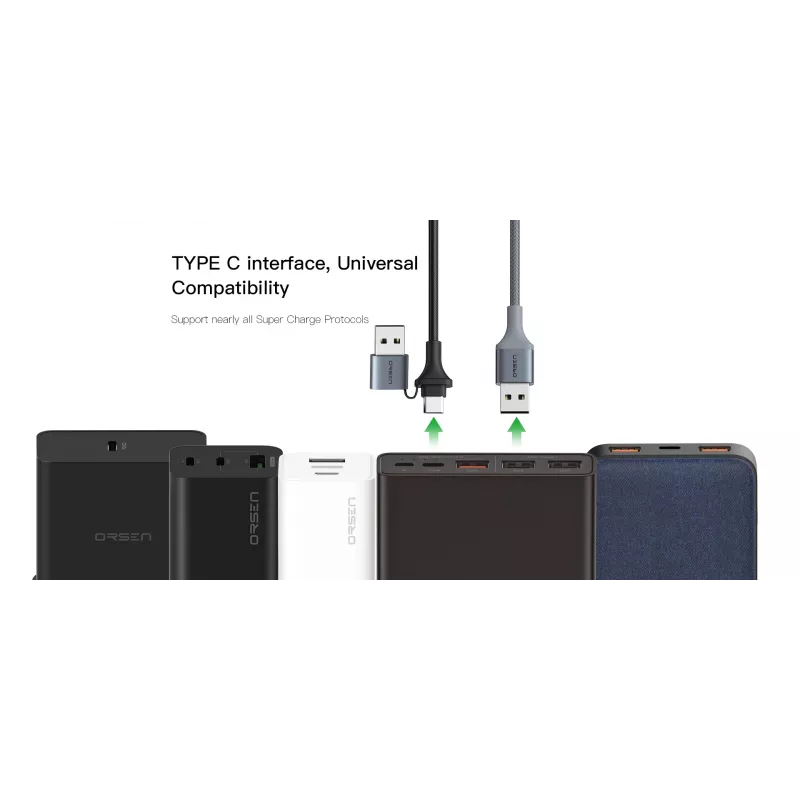 USB Type-C 2-in-1-kabel Orsen S8, 5A, 1,5 m (snelladen/data)
