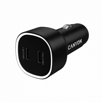 Auto-oplader CANYON OnDrive 60 PD 60W 2xUSB-C — 60W vermogen, 2 USB-C-aansluitingen, zwart