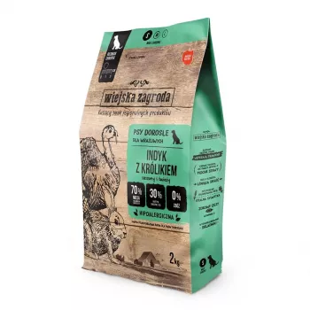 Droogvoer voor honden wiejskazagroda Turkey Feed 2 kg — graanvrij, hypoallergeen, voor volwassen honden, eiwit 32%