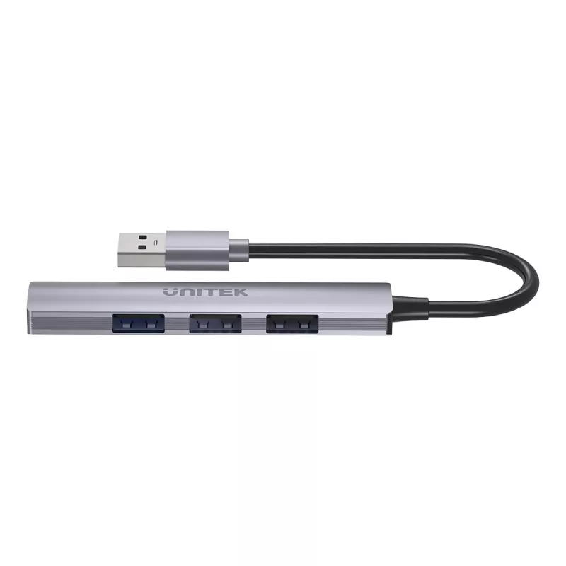 Unitek H1208A USB-A-hub, 4 poorten (1x USB-A 5 Gbps, 3x USB-A 2.0), aluminium, zilver