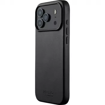 Mujjo Full Leather Case hoes voor iPhone 17 Pro Max zwart