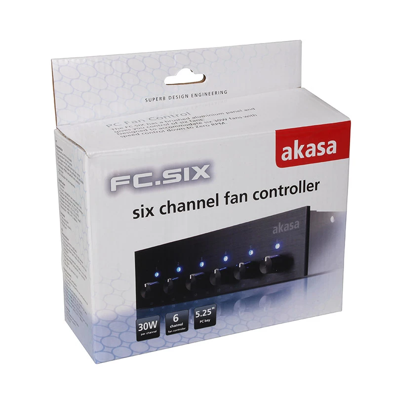 Ventilatorcontroller Akasa AK-FC-08BKV2 zwart 6 kanalen