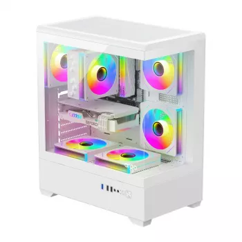 Computerbehuizing DarkFlash C365 (wit) met 5 ventilatoren