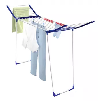 Wasrek Leifheit Pegasus 180 Maxx Winged — vloerstaand wasrek, 18 m drooglengte, in hoogte verstelbaar 1080–1280 mm, 550×1100×1280 mm, blauw/wit