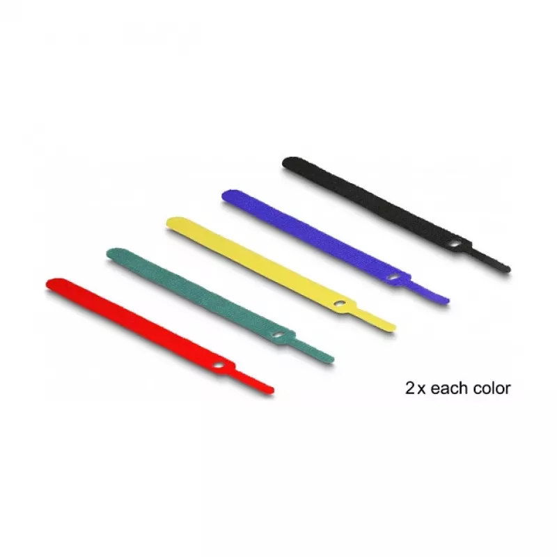 Klittenbandkabelbinder DeLOCK 19076 150x12mm gesorteerde kleuren 10-delige set