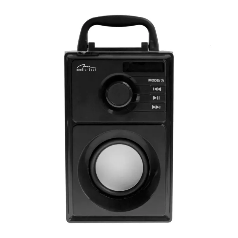 Draagbare luidspreker MEDIA-TECH MT3179, 20 W (RMS 15 W), Bluetooth 5.1, FM, MicroSD, USB, AUX, Li-Ion, 6 uur, houten behuizing