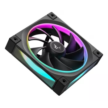 Behuizingsventilator DeepCool FL12 120 mm, PWM, 500–2150 t/min, 55 CFM, 2,82 mmH2O, FDB, multi-LED, zwart