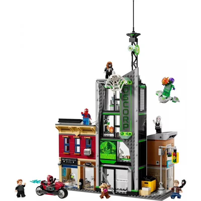 LEGO Marvel Set 76324 Spider-Man vs. Oscorp, 808 onderdelen, 8 minifiguren, vanaf 10 jaar