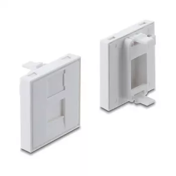 Vastklikbare 45×45 mm Keystone-moduleafdekking DELOCK Easy 45 voor 1 poort, ABS, wit, met stofkap