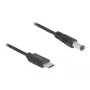 DeLOCK USB Type-C-stroomkabel 1 m 5,5 x 2,1 mm stekker 5 V 1,5 A