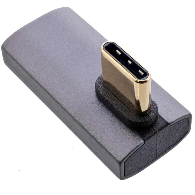 InLine USB4-adapter, USB-C-stekker/bus verticaal rechts/links haaks, aluminium, grijs