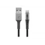 Goobay 49269 USB-A-naar-Lightning-kabel, 2 m, textielomhulling, metalen stekkers, MFi-gecertificeerd, USB 2.0, spacegrijs/zilver