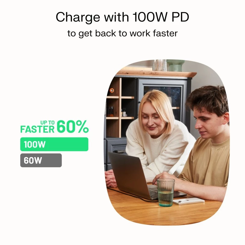 Kabel USB-C-USB-C PowerStream 100W gevlochten 1,2m wit