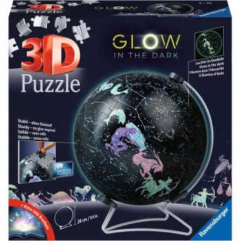 3D-puzzelbal ster globe licht in het donker