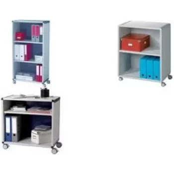 Paperflow rolwagen DM2K2.02 — mobiele wagen met 2 vakken, polystyrolgrijs