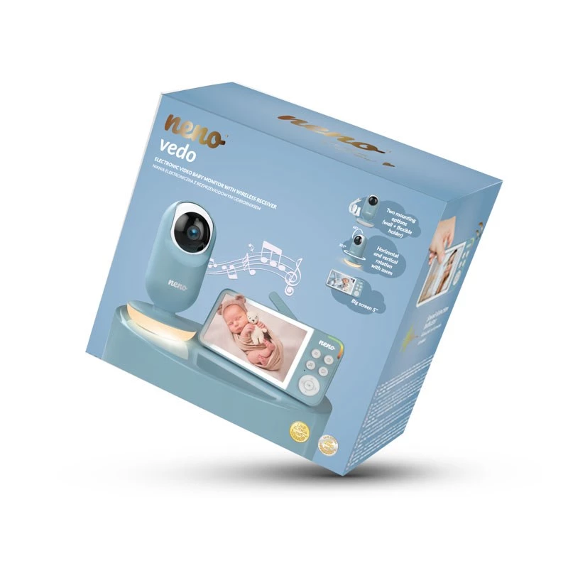 Vedo blauw elektronische babyfoon met draadloze ontvanger