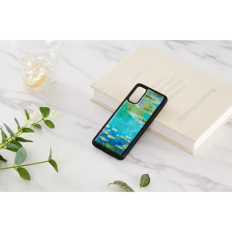 Hoes iKins voor Samsung Galaxy S20 — design zwart Water Lilies